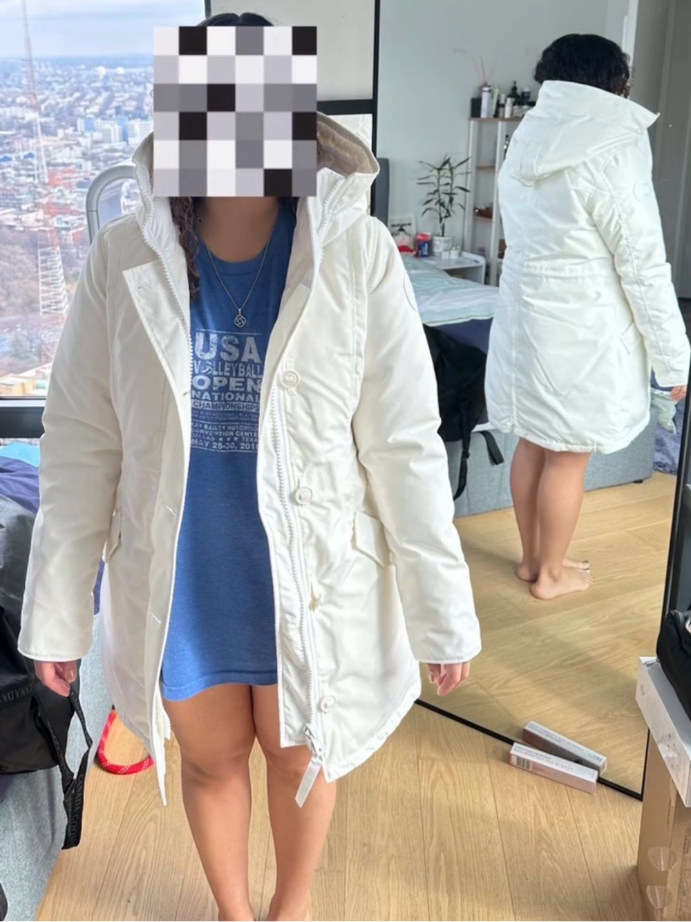 Canada Goose Women's White Hooded Puffer Coat